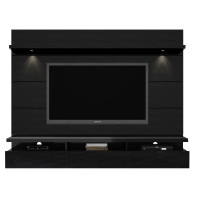 Manhattan Comfort 23853 Cabrini 2.2 Floating Wall Theater Entertainment Center in Black Gloss and Black Matte